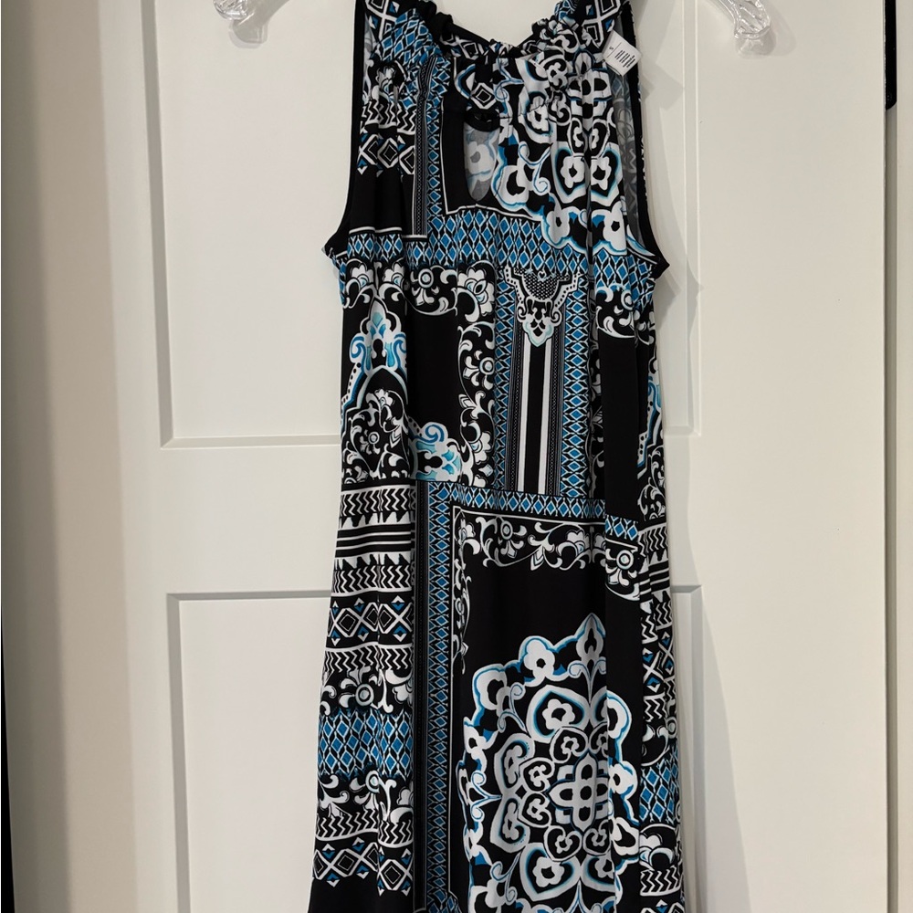 White House Black Market Black and Blue Maxi Dress